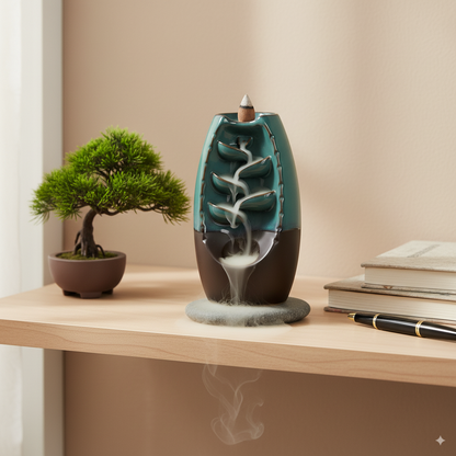Keramik Backflow Räucherhalter – Wasserfall-Incense-Brenner für Aromatherapie & Wohnkultur