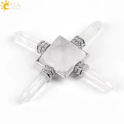Energie-Pyramide aus Natursteinen – Orgonit Chakra Generator mit Kristallen, 4-Spiralen Pendel, Reiki Heilung & Meditation